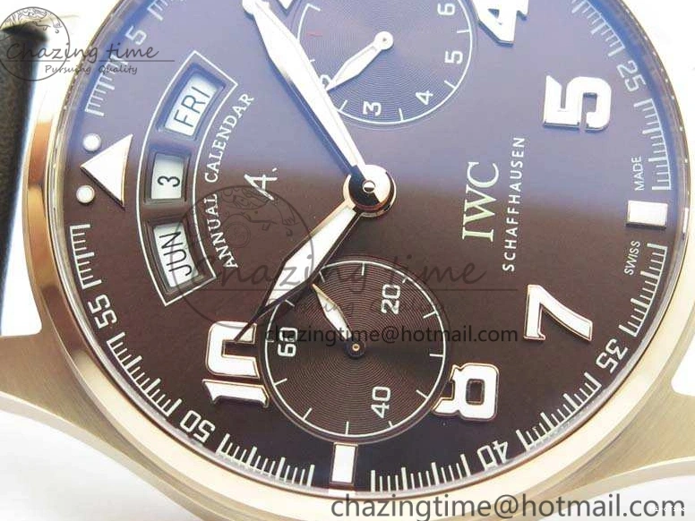 MIROTIME 0125 Popular Big Pilot Real PR IW502706 RG YLF 1:1 Best Edition Brown Dial On Calfskin Strap A 7223